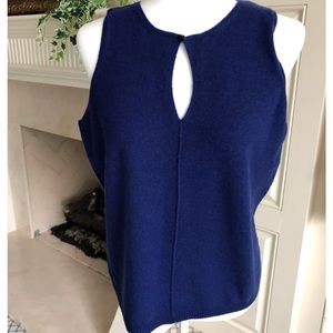 Worth Collection Blue Cashmere Sleeveless Top New Size L